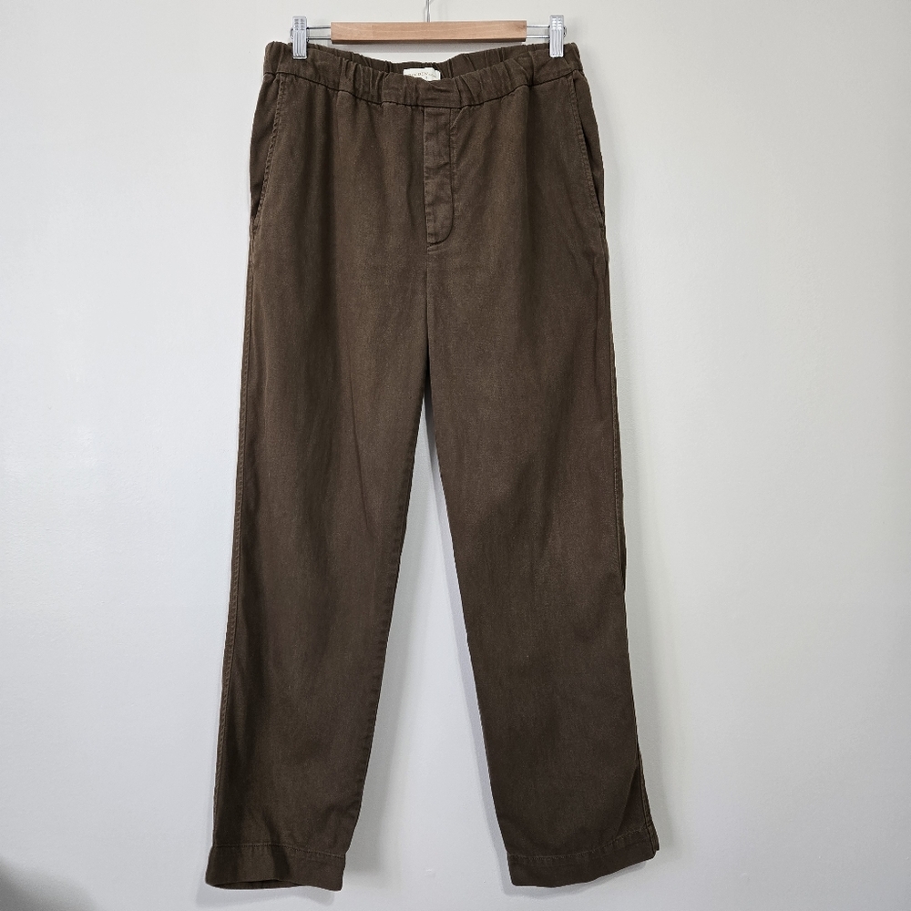 Aritzia Golden by TNA Pull-On Twill Utility Pants Brown Elastic Waist Relaxed M